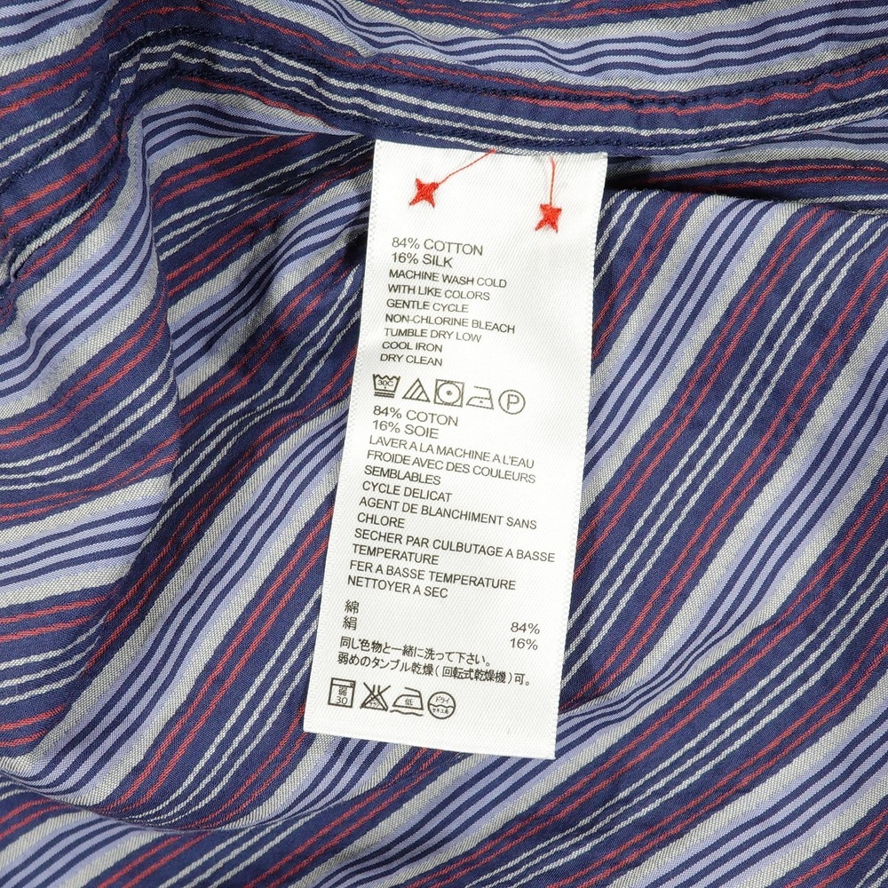 Tommy Bahama Shirt Mens Large Red White Blue Stripe Cotton Silk Long Sleeve - Picture 5 of 9